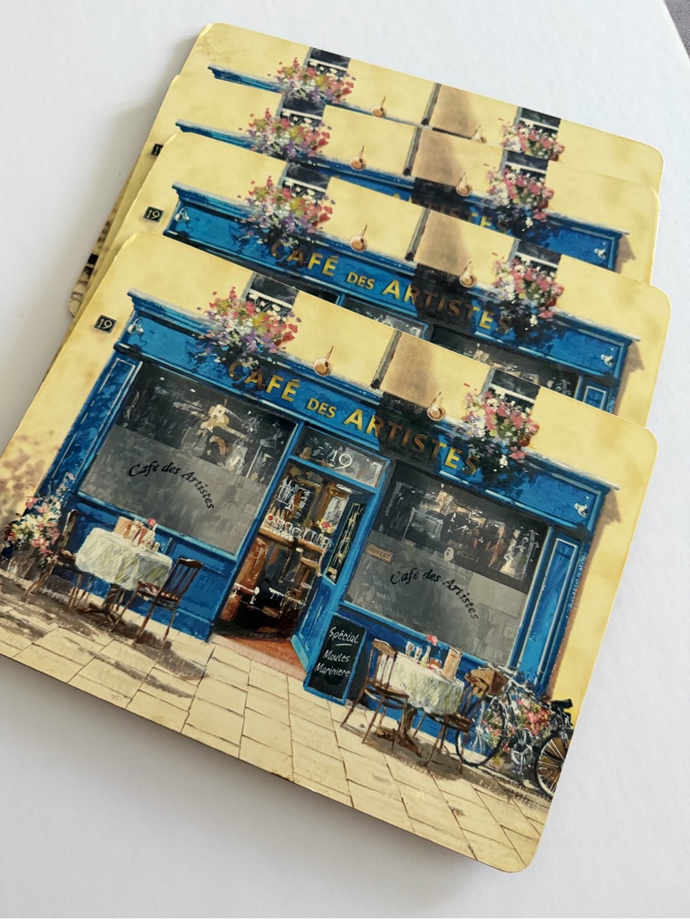Cafe des Artistes Parisian Blue & Yellow Place Mats - Set of 4